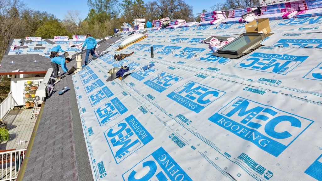 MEC Builds roof replacement aerial view